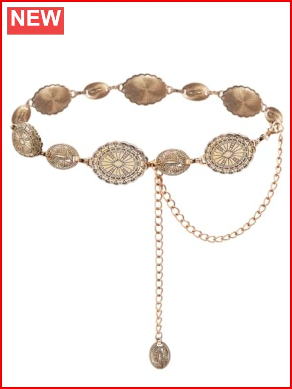 Western Metal Concho Chain Belt Cowgirl Boho Country Concert Outfit